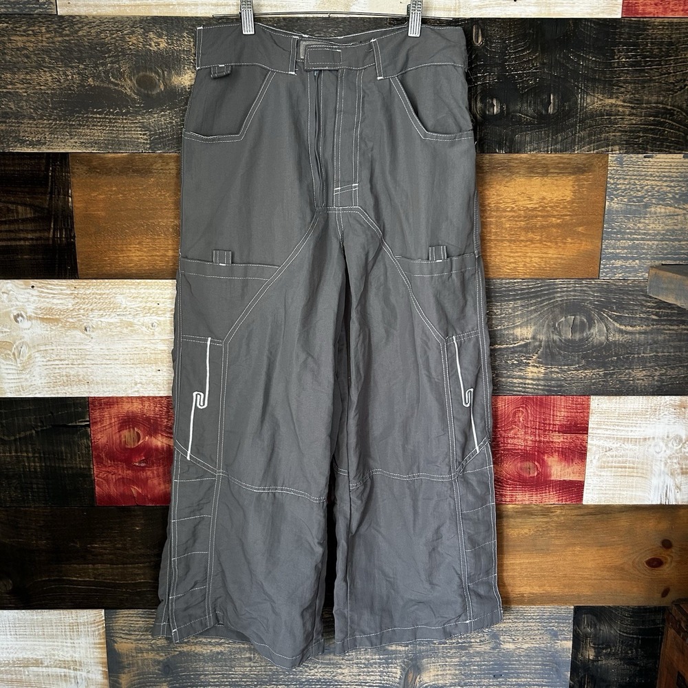Snug Industries Rave Pants Baggy Wide Leg Tech Cargo Size 30 Brown